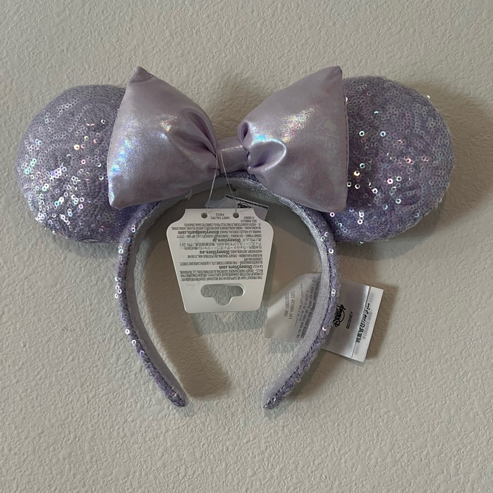 Disney Lavender lilac Sequin Minnie Mouse Ears Headband